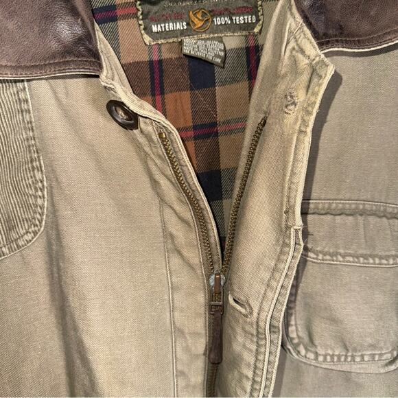VINTAGE GAP 90s chore barn Jacket w leather collar flannel interior corduroy XL - Picture 4 of 7